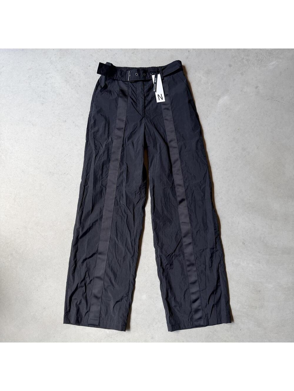 NWT Black Wide Leg Wind Pants with Belt